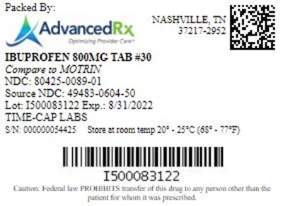 Ibuprofen 800mg Tab Qty 30 Ndc 80425 0089